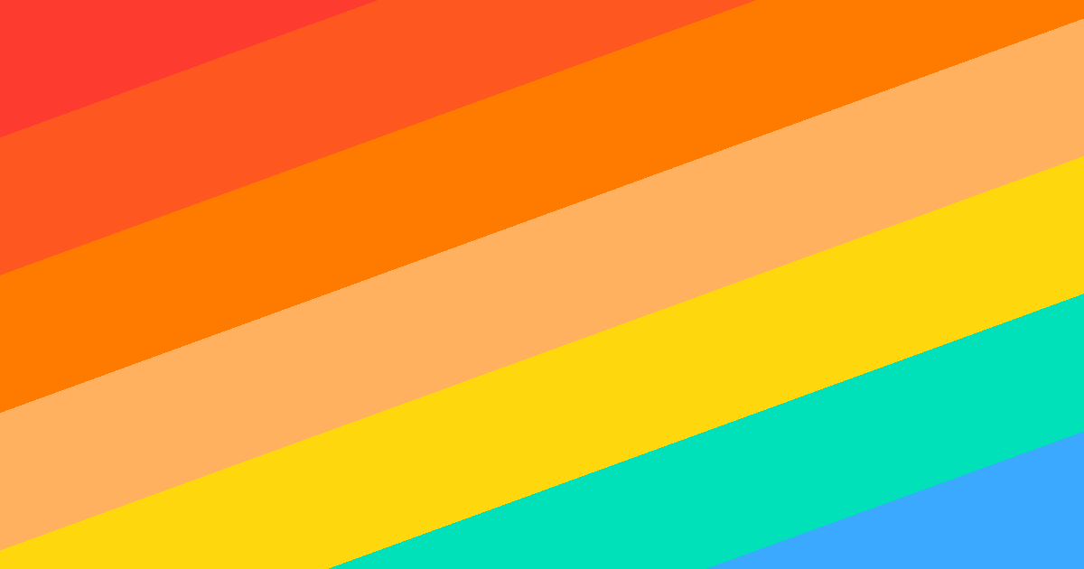 Rouge, orange, jaune et bleu aux tons néon, palette de couleurs