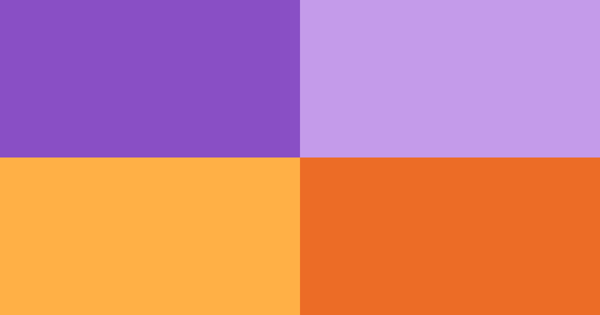 Vivid orange, purple and lavender color palette