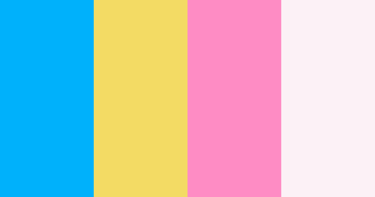 Blue, yellow, pink and white color palette