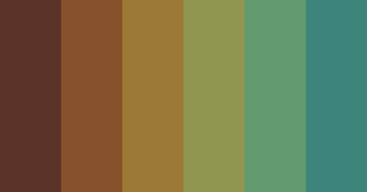 Tritone brown, olive and teal color palette
